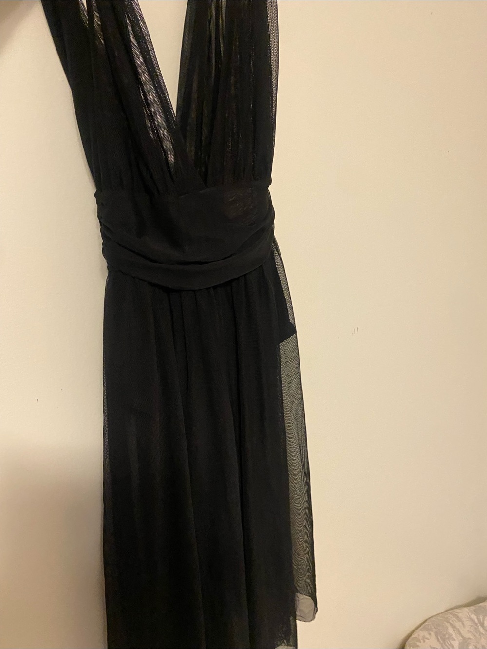 Nasty Gal Black Deep V Mesh Dress